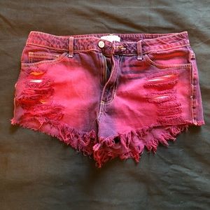 Cello denim shorts - died maroon/red - size large